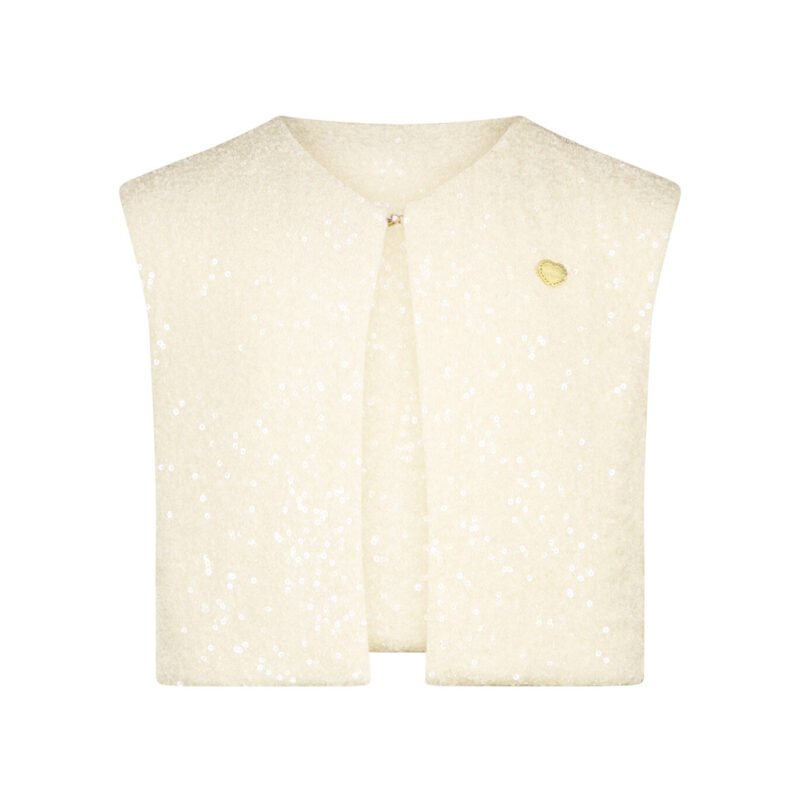 Le Chic Zomer gilet meisjes Ivoor wit - pailletten - Eloise Le Chic Zomer gilet meisjes Ivoor wit - pailletten - EloiseMateriaal 100% polyesther + 100% recycled polyesther