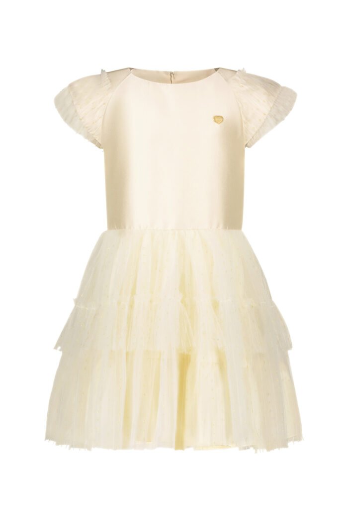 Le Chic Zomer jurk meisjes Goud - tule - Sosummer Le Chic Zomer jurk meisjes Goud - tule - SosummerMateriaal 100% polyesther + 100% polyaminde + 98% polyesther