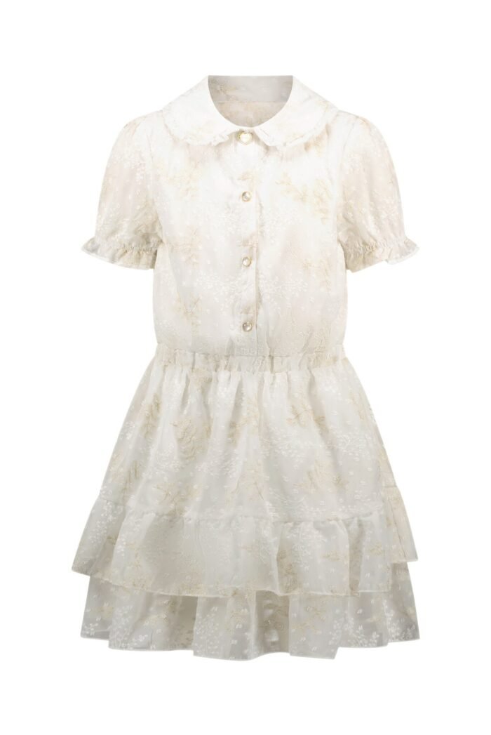 Le Chic Zomer jurk meisjes wit - voile embroidery - Swanka Stijlvol en zomers: deze witte Le Chic jurk combineert licht voile met subtiele borduursels. Een prachtige keuze voor warme dagen of speciale gelegenheden.Materiaal 100% polyesther