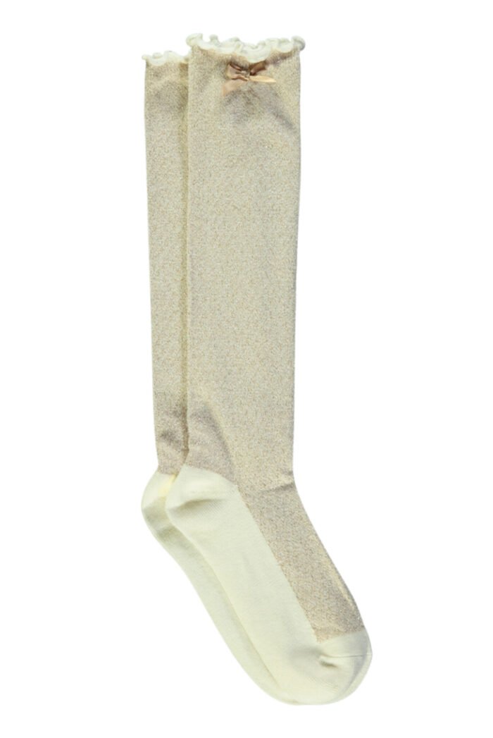 Le Chic Zomer kniekousen meisjes Ivoor wit - glitter - Rhonda Le Chic Zomer kniekousen meisjes Ivoor wit - glitter - RhondaMateriaal 60% katoen