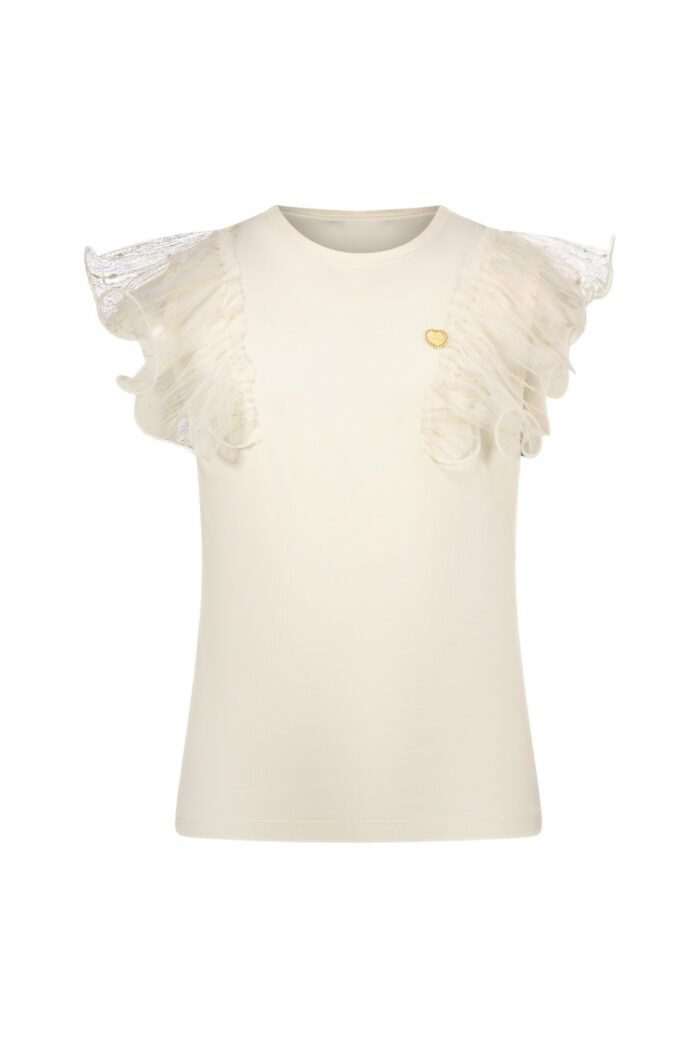 Le Chic Zomer t-shirt meisjes Ivoor wit - tule ruffel - Noblesse Le Chic Zomer t-shirt meisjes Ivoor wit - tule ruffel - NoblesseMateriaal 95% OCS katoen