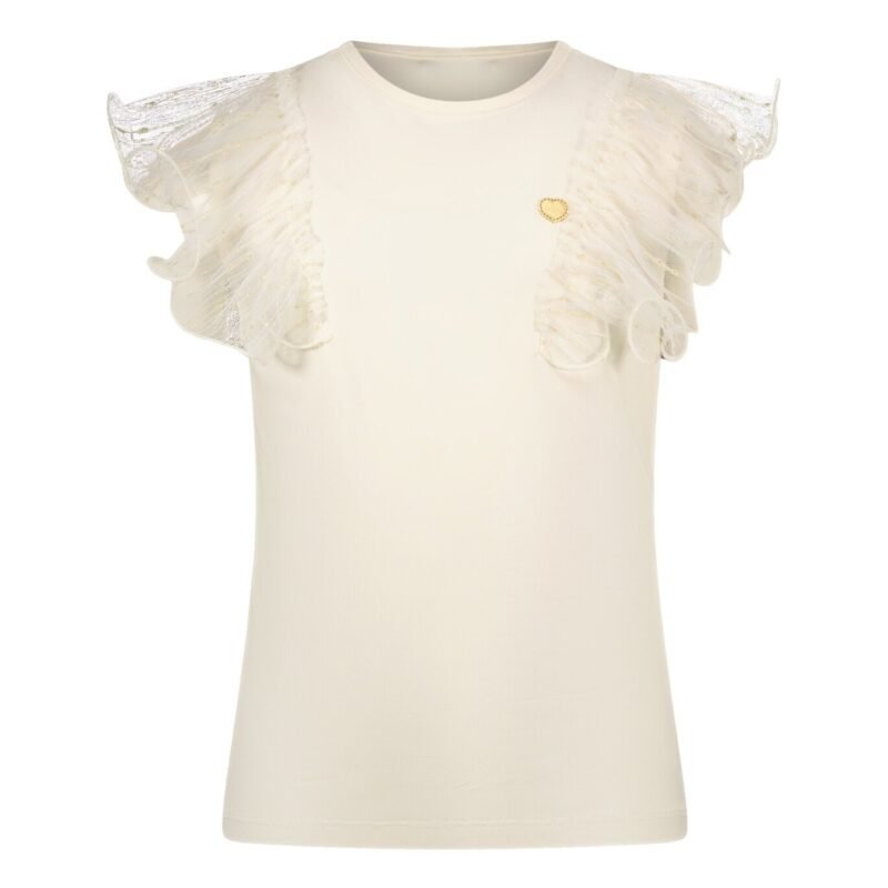 Le Chic Zomer t-shirt meisjes Ivoor wit - tule ruffel - Noblesse Le Chic Zomer t-shirt meisjes Ivoor wit - tule ruffel - NoblesseMateriaal 95% OCS katoen