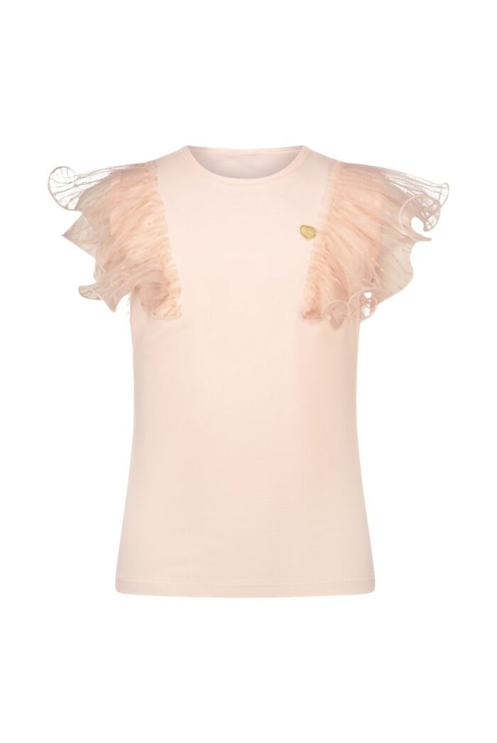 Le Chic Zomer t-shirt meisjes Roze - tule ruffel - Noblesse Le Chic Zomer t-shirt meisjes Roze - tule ruffel - NoblesseMateriaal 95% OCS katoen