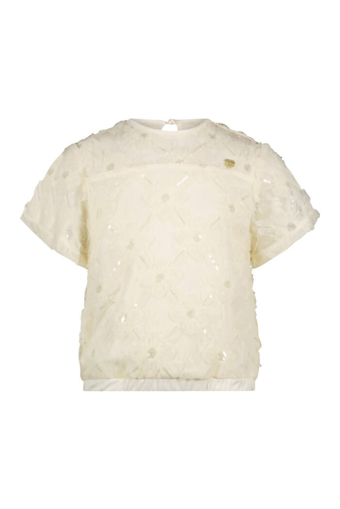 Le Chic Zomer top meisjes Off wit - tule bloemen - Earlyne Le Chic Zomer top meisjes Off wit - tule bloemen - EarlyneMateriaal 100% polyesther + 100% recycled polyesther