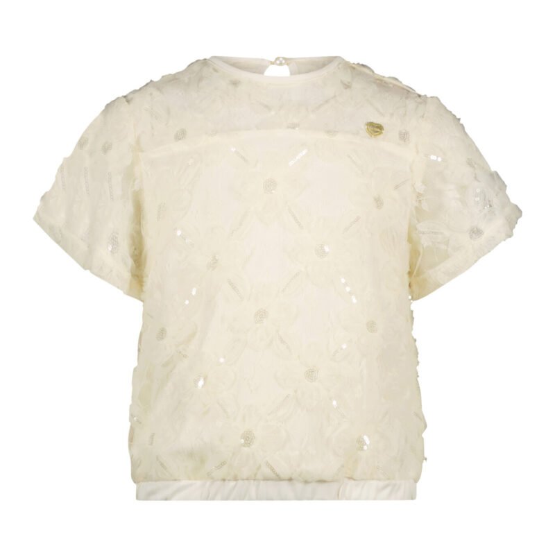Le Chic Zomer top meisjes Off wit - tule bloemen - Earlyne Le Chic Zomer top meisjes Off wit - tule bloemen - EarlyneMateriaal 100% polyesther + 100% recycled polyesther