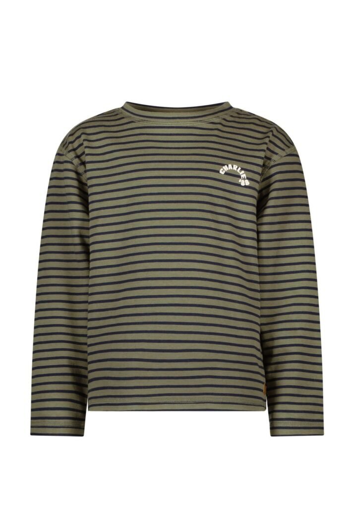 Like Flo Jongens t-shirt gestreept - Army groen Like Flo Jongens t-shirt gestreept - Army groenMateriaal