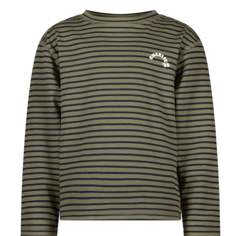 Like Flo Jongens t-shirt gestreept - Army groen Like Flo Jongens t-shirt gestreept - Army groenMateriaal