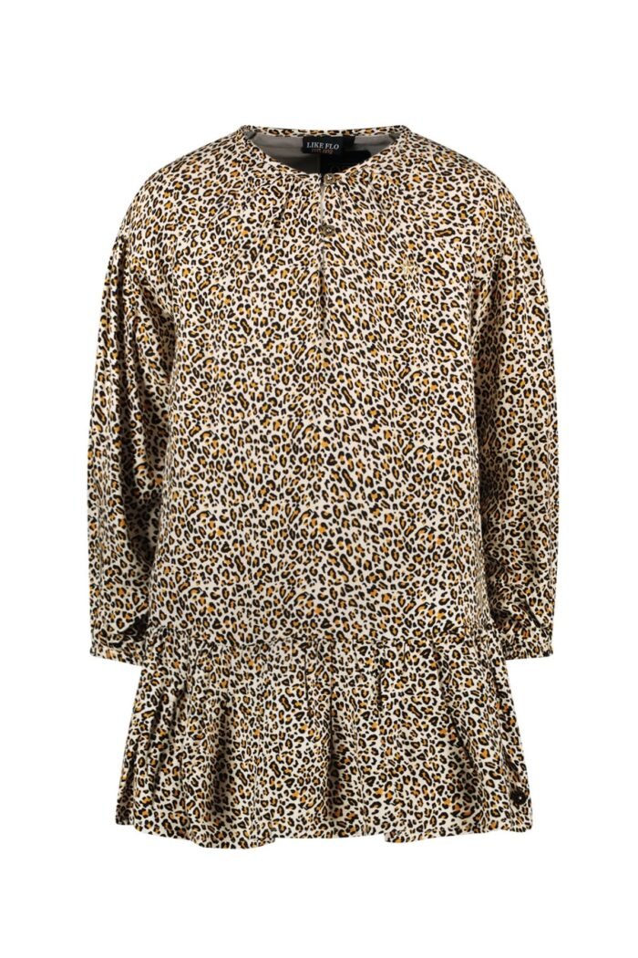 Like Flo Meisjes a-line jurk - Meau - Luipaard AOP Like Flo Meisjes a-line jurk - Meau - Luipaard AOPMateriaal 53%CO 47%VI