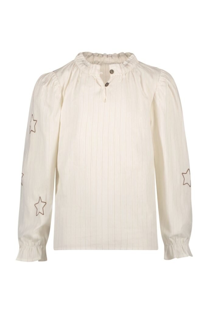 Like Flo Meisjes blouse gestreept - Charlotte - Off wit Like Flo Meisjes blouse gestreept - Charlotte - Off witMateriaal 100%CO