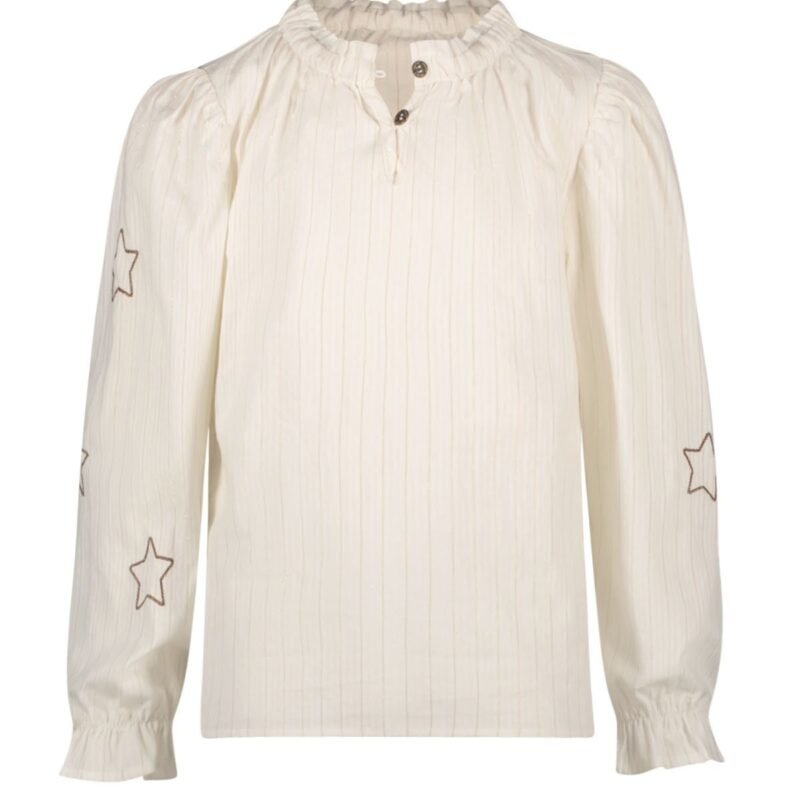 Like Flo Meisjes blouse gestreept - Charlotte - Off wit Like Flo Meisjes blouse gestreept - Charlotte - Off witMateriaal 100%CO