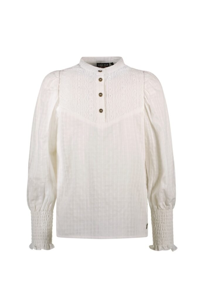 Like Flo Meisjes blouse smock manchet - Coco - Off wit Like Flo Meisjes blouse smock manchet - Coco - Off witMateriaal 100%CO