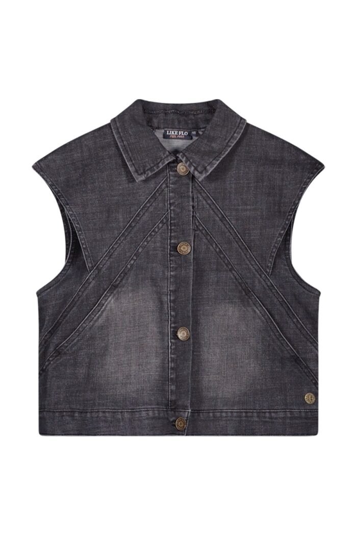 Like Flo Meisjes jeans gilet - Doris - Zwart Like Flo Meisjes jeans gilet - Doris - ZwartMateriaal 98%CO 2%EA