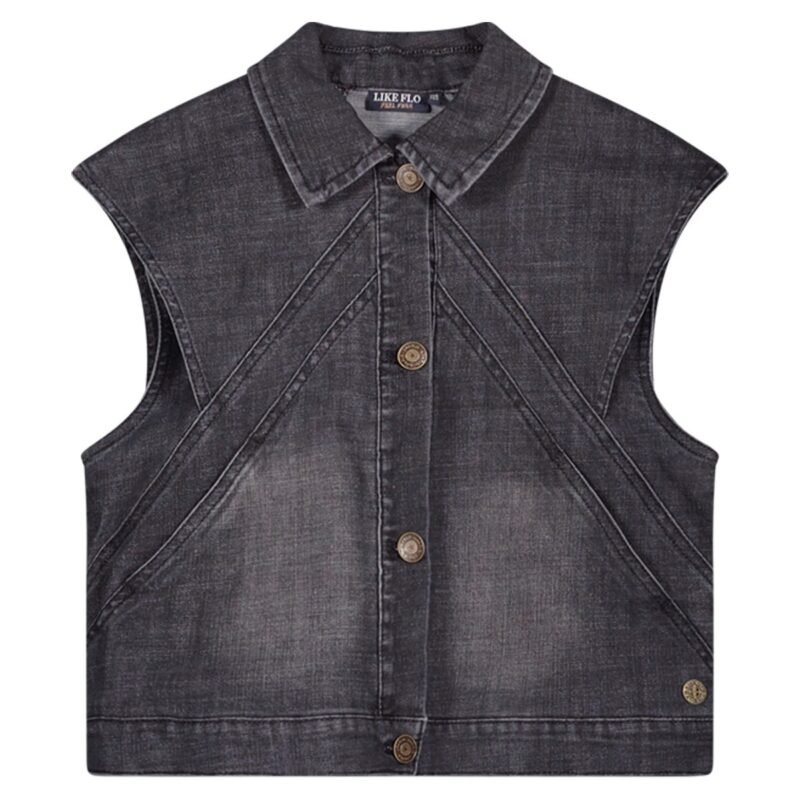 Like Flo Meisjes jeans gilet - Doris - Zwart Like Flo Meisjes jeans gilet - Doris - ZwartMateriaal 98%CO 2%EA