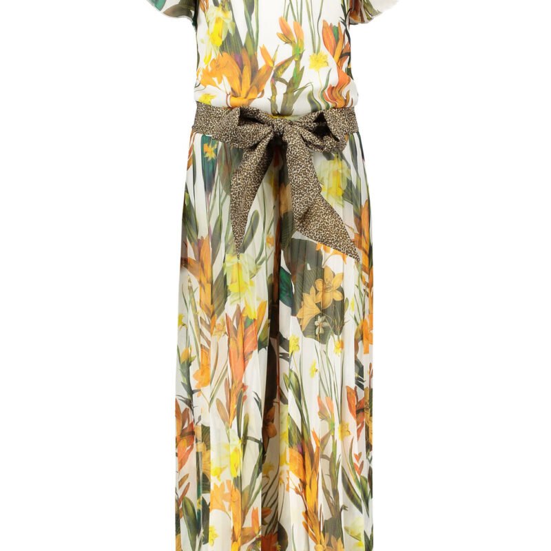 Like Flo Meisjes jumpsuit + riem - Leaf Like FLO Meisjes jumpsuit + riem - Leaf_x000D_Materiaal 100% polyester chiffon