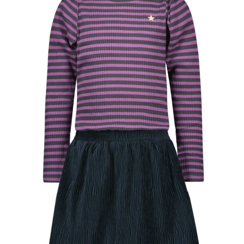 Like Flo Meisjes jurk - Mel - Lavendel / grijs gestreept Like Flo Meisjes jurk - Mel - Lavendel / grijs gestreept Materiaal 100%PE