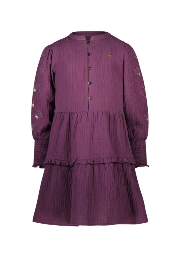 Like Flo Meisjes jurk embroidery - Mila - Grape Like Flo Meisjes jurk embroidery - Mila - GrapeMateriaal 100%CO