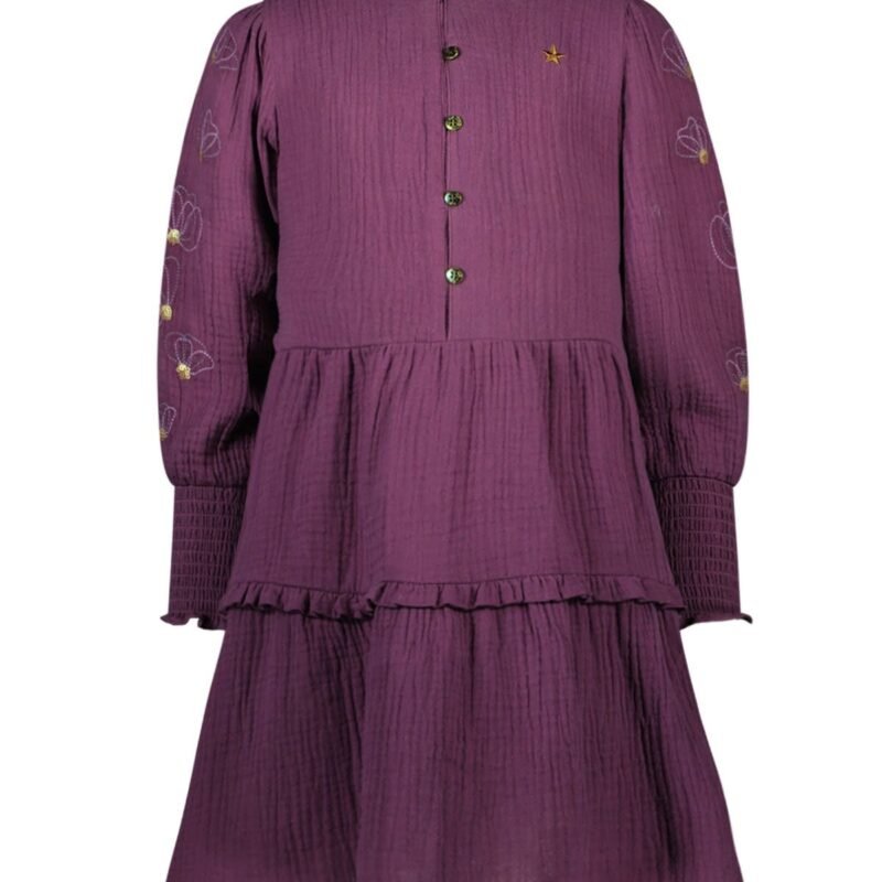 Like Flo Meisjes jurk embroidery - Mila - Grape Like Flo Meisjes jurk embroidery - Mila - GrapeMateriaal 100%CO