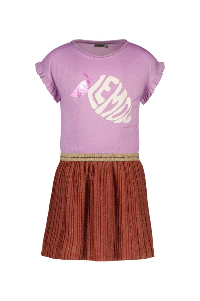 Like Flo Meisjes jurk glitter metallic - Lilac Like Flo Meisjes jurk glitter metallic - LilacMateriaal 60%VI 40%PE