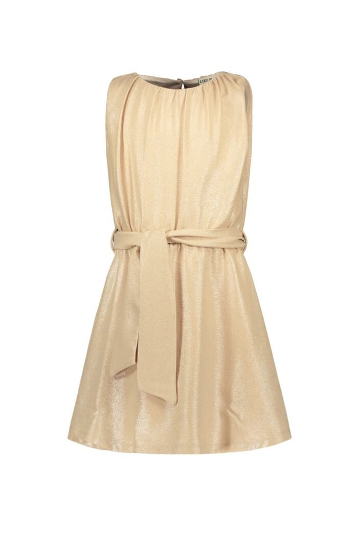Like Flo Meisjes jurk metallic crepe - Champagne Like FLO Meisjes jurk metallic crepe - ChampagneMateriaal 100% PE