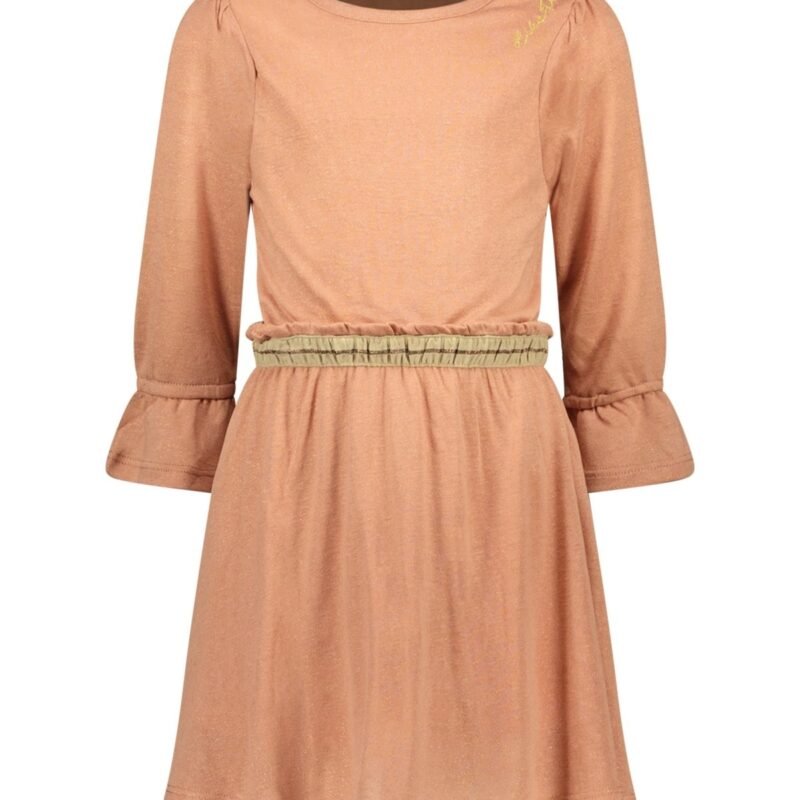 Like Flo Meisjes jurk metallic jersey - Brique Like FLO Meisjes jurk metallic jersey - BriqueMateriaal 60% VI 40% PA