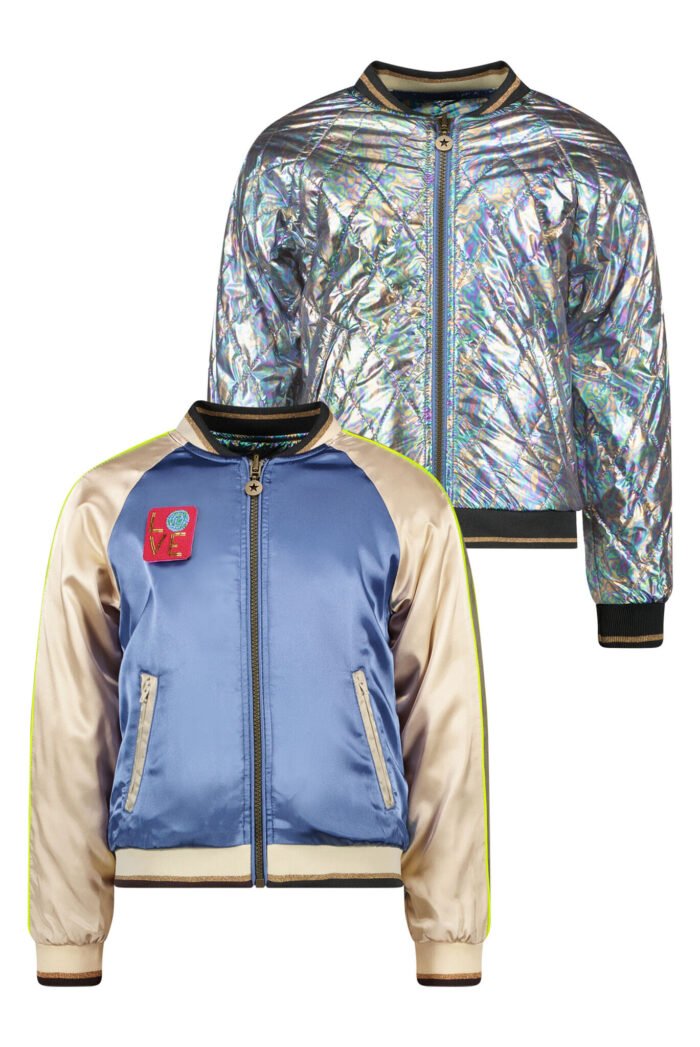Like Flo Meisjes reversibel bomberjasje - Blauw Like Flo Meisjes reversibel bomberjasje - BlauwMateriaal 100%PE