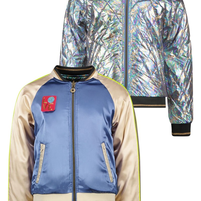 Like Flo Meisjes reversibel bomberjasje - Blauw Like Flo Meisjes reversibel bomberjasje - BlauwMateriaal 100%PE