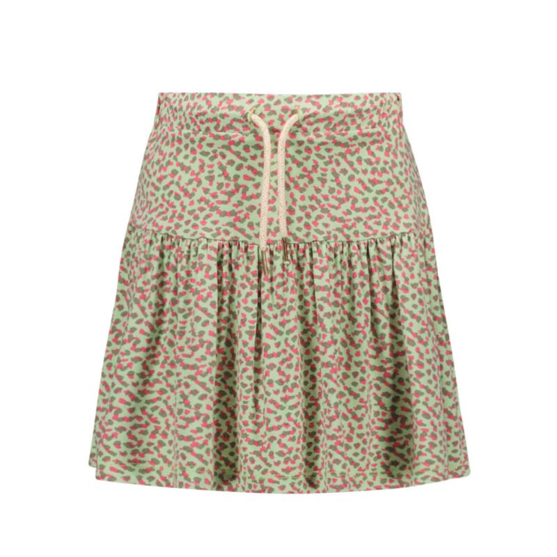 Like Flo Meisjes rok viscose crepe - Zacht groen stippen Like Flo Meisjes rok viscose crepe - Zacht groen stippenMateriaal 95%VI 5%EA