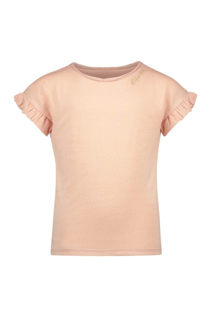 Like Flo Meisjes t-shirt metallic jersey met ruffel - Sorbet Like FLO Meisjes t-shirt metallic jersey met ruffel - SorbetMateriaal 60% VI 40% PA