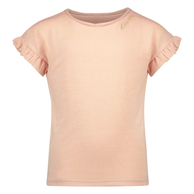 Like Flo Meisjes t-shirt metallic jersey met ruffel - Sorbet Like FLO Meisjes t-shirt metallic jersey met ruffel - SorbetMateriaal 60% VI 40% PA