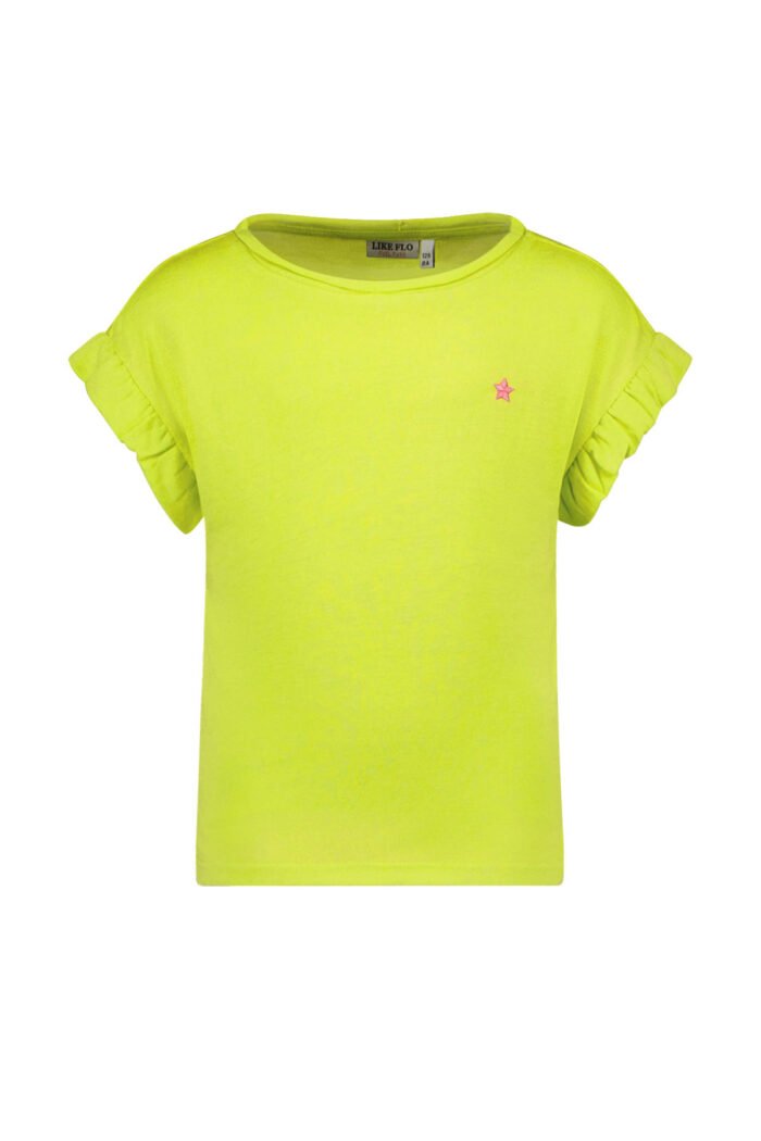 Like Flo Meisjes t-shirt slub metallic - Lime groen Like Flo Meisjes t-shirt slub metallic - Lime groenMateriaal 60%VI 40%PE