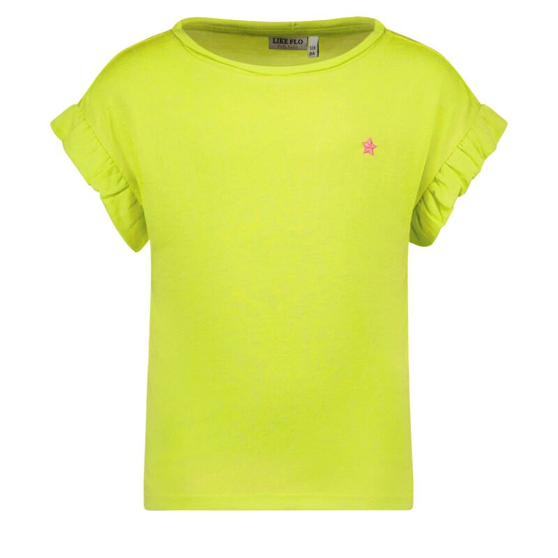 Like Flo Meisjes t-shirt slub metallic - Lime groen Like Flo Meisjes t-shirt slub metallic - Lime groenMateriaal 60%VI 40%PE