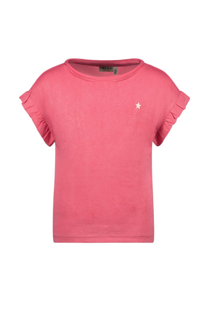 Like Flo Meisjes t-shirt slub metallic - Roze Like Flo Meisjes t-shirt slub metallic - RozeMateriaal 60%VI 40%PE