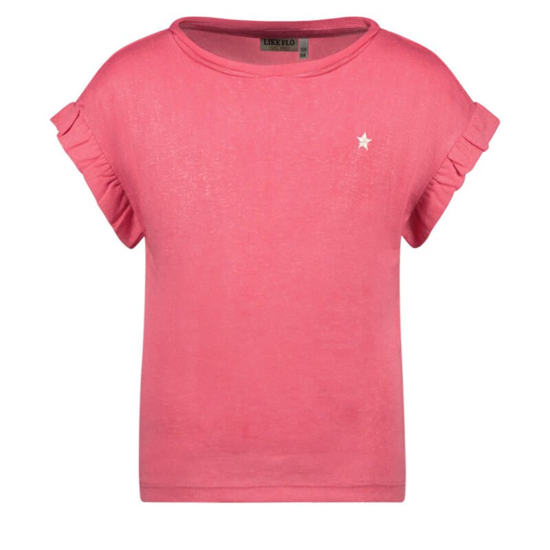 Like Flo Meisjes t-shirt slub metallic - Roze Like Flo Meisjes t-shirt slub metallic - RozeMateriaal 60%VI 40%PE