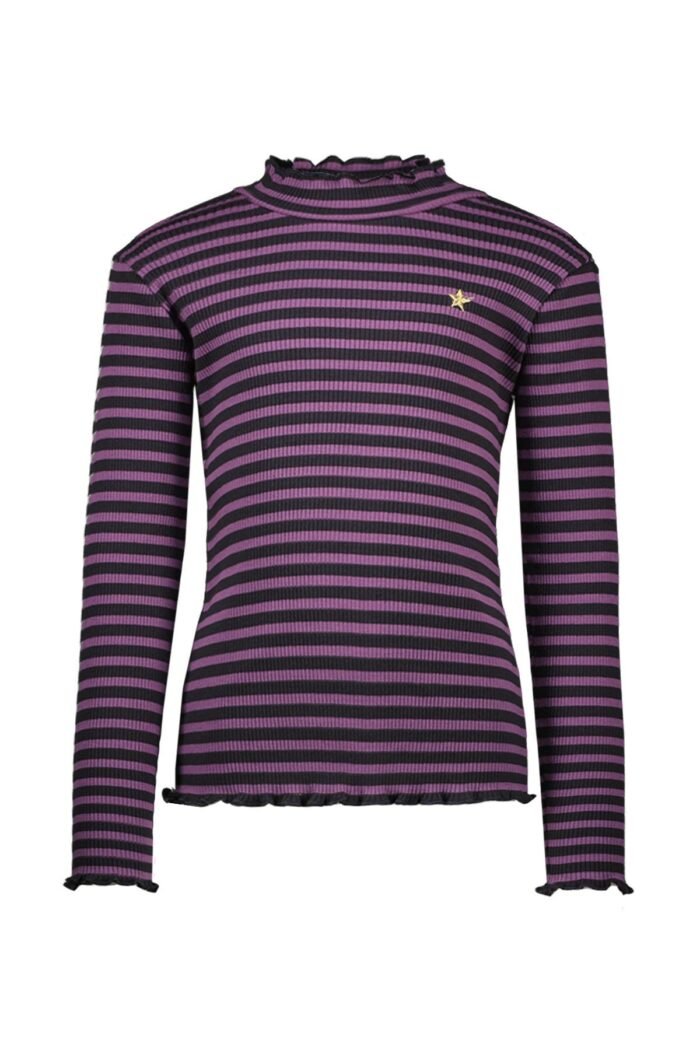 Like Flo Meisjes top rib - Eef - Lavendel / grijs gestreept Like Flo Meisjes top rib - Eef - Lavendel / grijs gestreept Materiaal 93%CO 7%EA