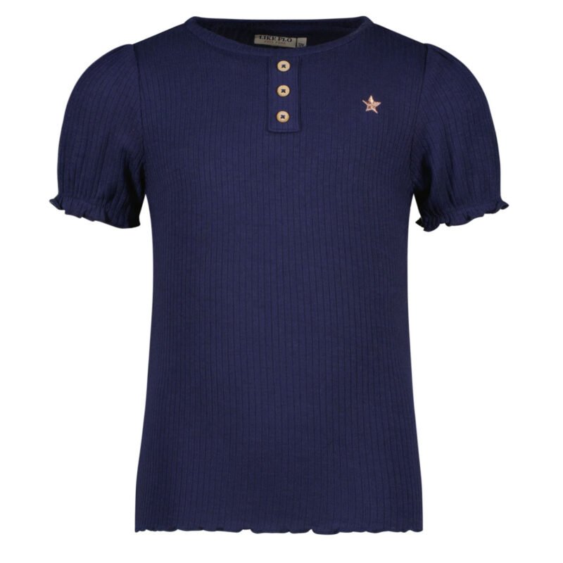 Like Flo Meisjes top rib met knoopjes - Navy blauw Like Flo Meisjes top rib met knoopjes - Navy blauwMateriaal 92%VI 8%EA