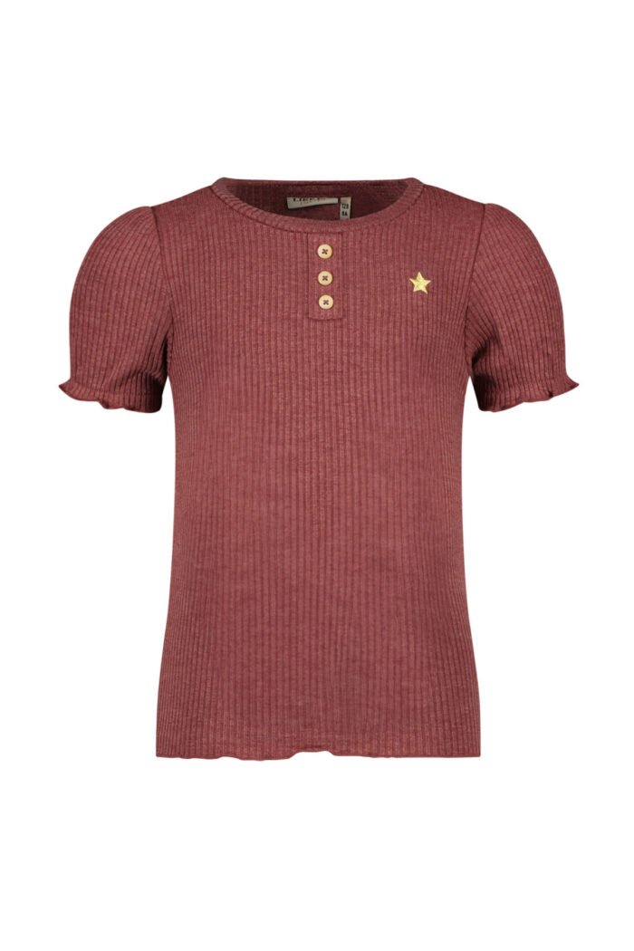 Like Flo Meisjes top rib met knoopjes - Plum Like Flo Meisjes top rib met knoopjes - PlumMateriaal 92%VI 8%EA