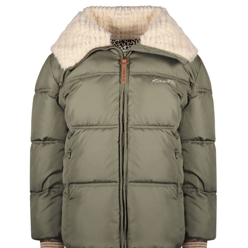 Like Flo Meisjes winterjas fancy met capuchon - Amaya - Army groen Like FLO Meisjes winterjas fancy met capuchon - Amaya - Army groenMateriaal 100% RPE