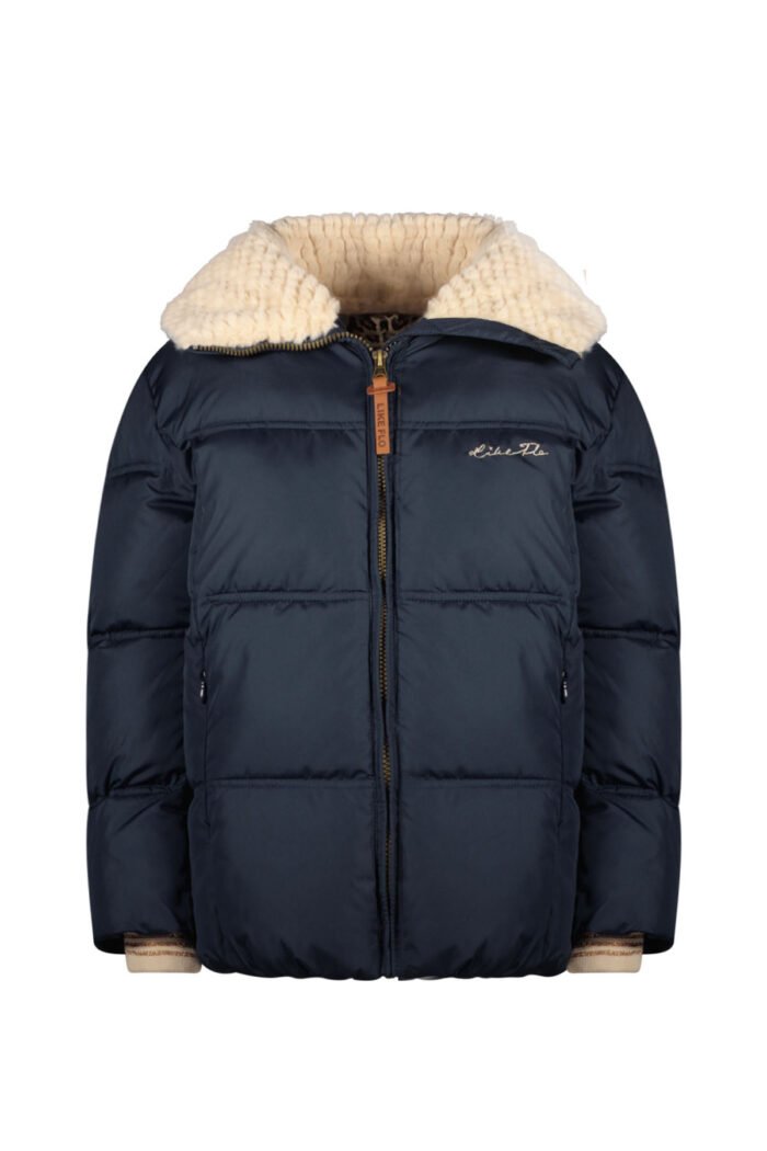 Like Flo Meisjes winterjas fancy met capuchon - Amaya - Navy blauw Like FLO Meisjes winterjas fancy met capuchon - Amaya - Navy blauwMateriaal 100% RPE