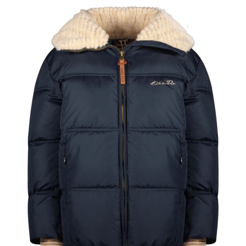 Like Flo Meisjes winterjas fancy met capuchon - Amaya - Navy blauw Like FLO Meisjes winterjas fancy met capuchon - Amaya - Navy blauwMateriaal 100% RPE