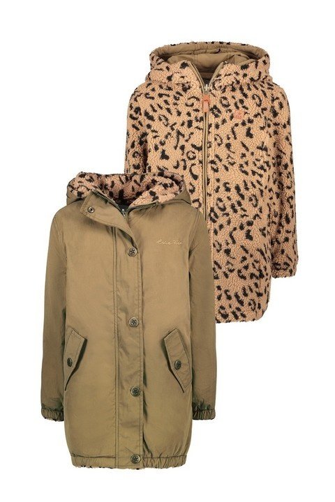 Like Flo Meisjes winterjas reversibel - Army Like Flo Meisjes winterjas reversibel - Army Materiaal 72% CO 28% PA