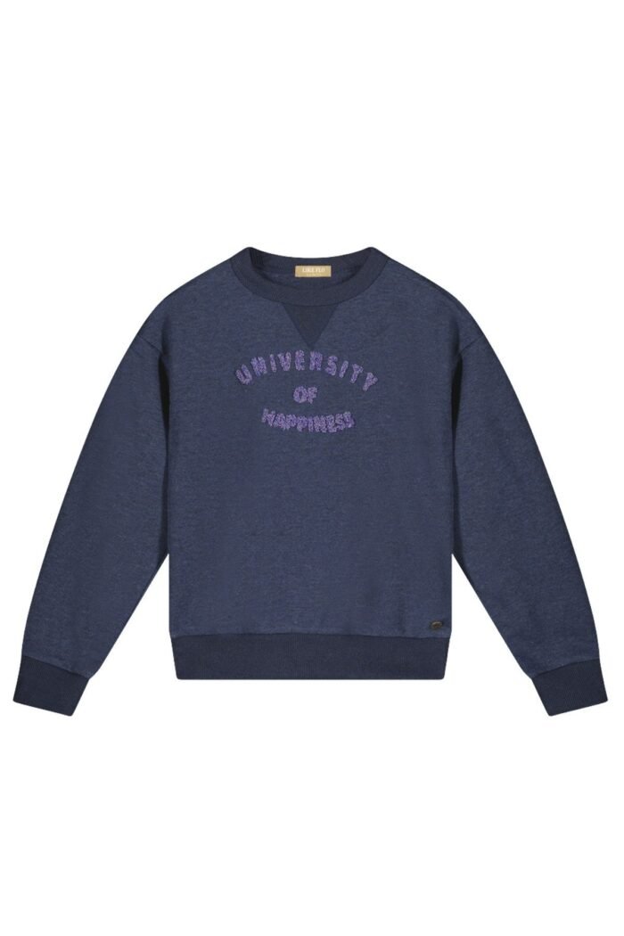 Like Flo Teens - Meisjes sweater - Demi - Indigo blauw melee Like Flo Meisjes sweater - Demi - Indigo blauw meleeMateriaal 75%CO 25%PE