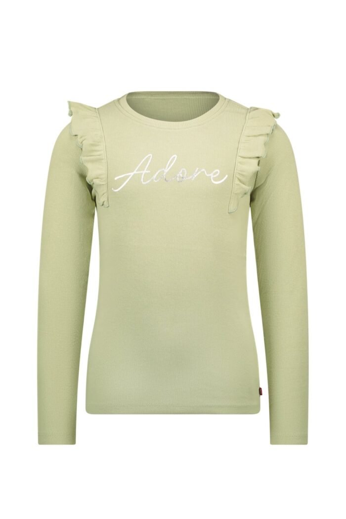 MAYCE Meisjes shirt rib ruffel - Pistache groen MAYCE Meisjes shirt rib ruffel - Pistache groenMateriaal 60% CMIA