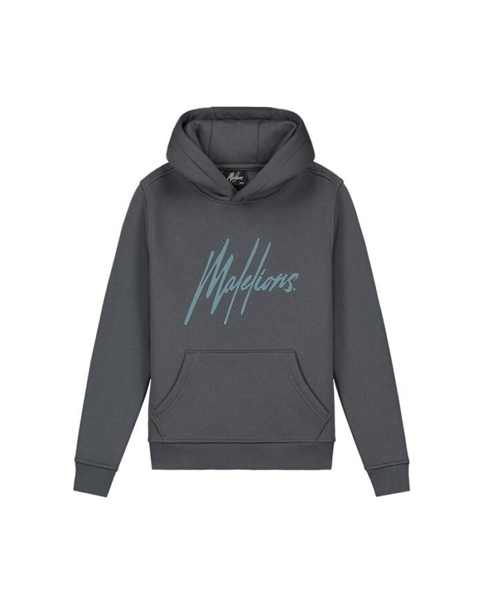 Malelions Hoodie signature gestreept - Donker grijs / Ice blauw Malelions Hoodie signature gestreept - Donker grijs / Ice blauwMateriaal 70% Cotton