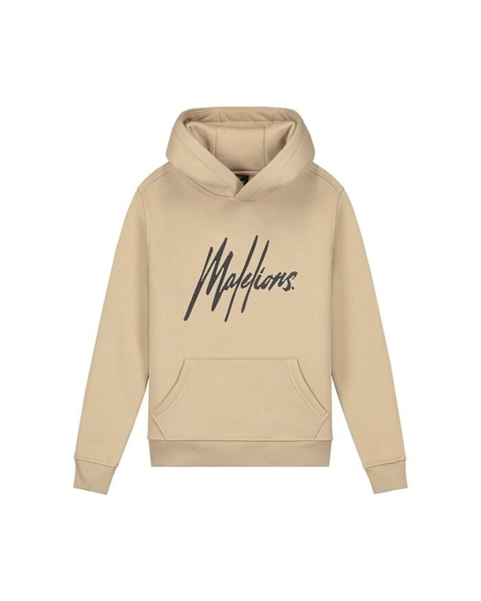 Malelions Hoodie signature gestreept - Licht bruin / Navy blauw Malelions Hoodie signature gestreept - Licht bruin / Navy blauwMateriaal 70% Cotton
