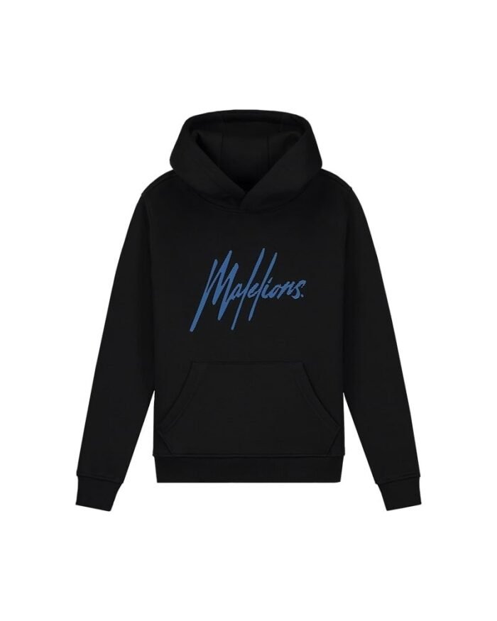 Malelions Hoodie signature gestreept - Zwart / Kobalt blauw Malelions Hoodie signature gestreept - Zwart / Kobalt blauwMateriaal 70% Cotton