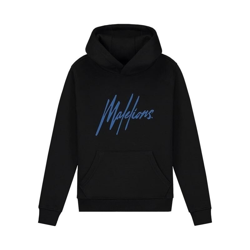 Malelions Hoodie signature gestreept - Zwart / Kobalt blauw Malelions Hoodie signature gestreept - Zwart / Kobalt blauwMateriaal 70% Cotton