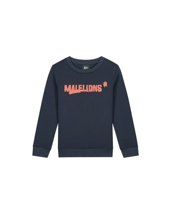 Malelions Sweater inked - Navy blauw / Donker oranje Malelions Sweater inked - Navy blauw / Donker oranjeMateriaal 70% Cotton