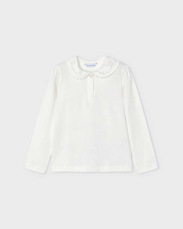 Mayoral Meisjes basic polo shirt - Natural Mayoral Meisjes basic polo shirt - NaturalMateriaal 95% Cotton 5% Elastane