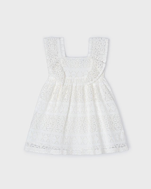 Mayoral Meisjes jurk kant - Natural Mayoral Meisjes jurk kant - NaturalMateriaal
