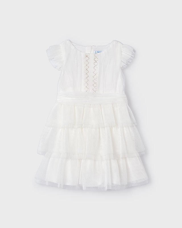 Mayoral Meisjes jurk tule plisse - Natural Mayoral Meisjes jurk tule plisse - NaturalMateriaal